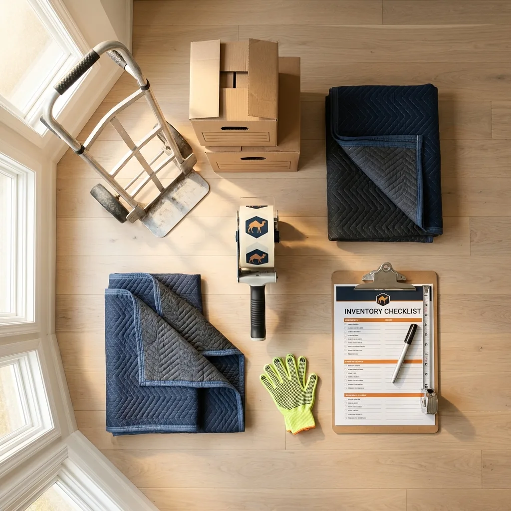 Professional moving supplies and packing materials layout for Keuka Park residential relocations